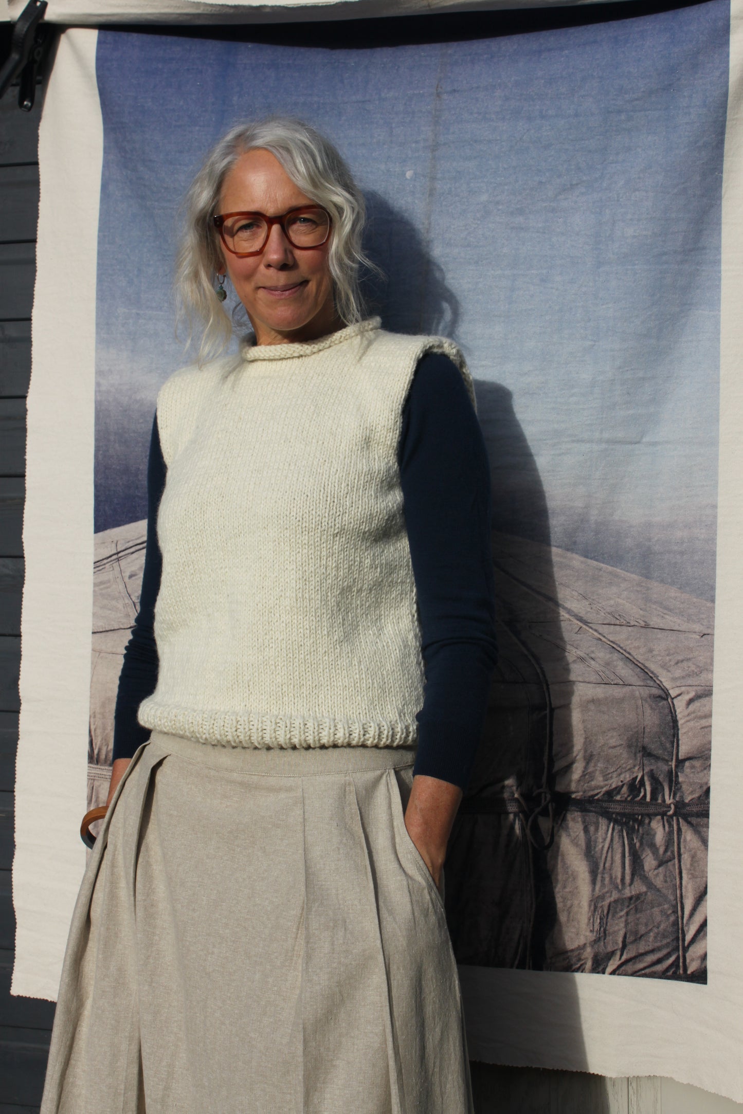 Hand knitted wool tank top